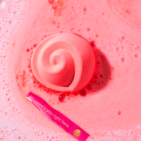 It is a rose shaped bath bomb with surprise in it. When it melt in water, a love note will be concealed.