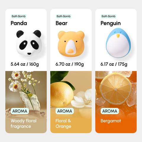 REVER SPA Animal Family Bath Bombs  Gift Collection(3 Balls)