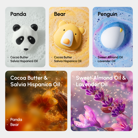 REVER SPA Animal Family Bath Bombs  Gift Collection(3 Balls)