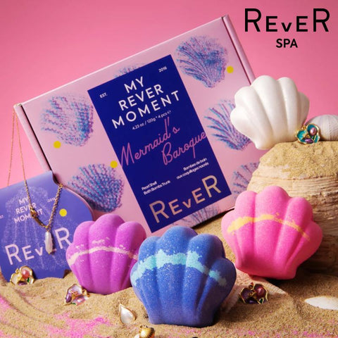 Jewelry Bath Bombs Gift Set | Baroque Shell Design with Necklace | REvER SPA