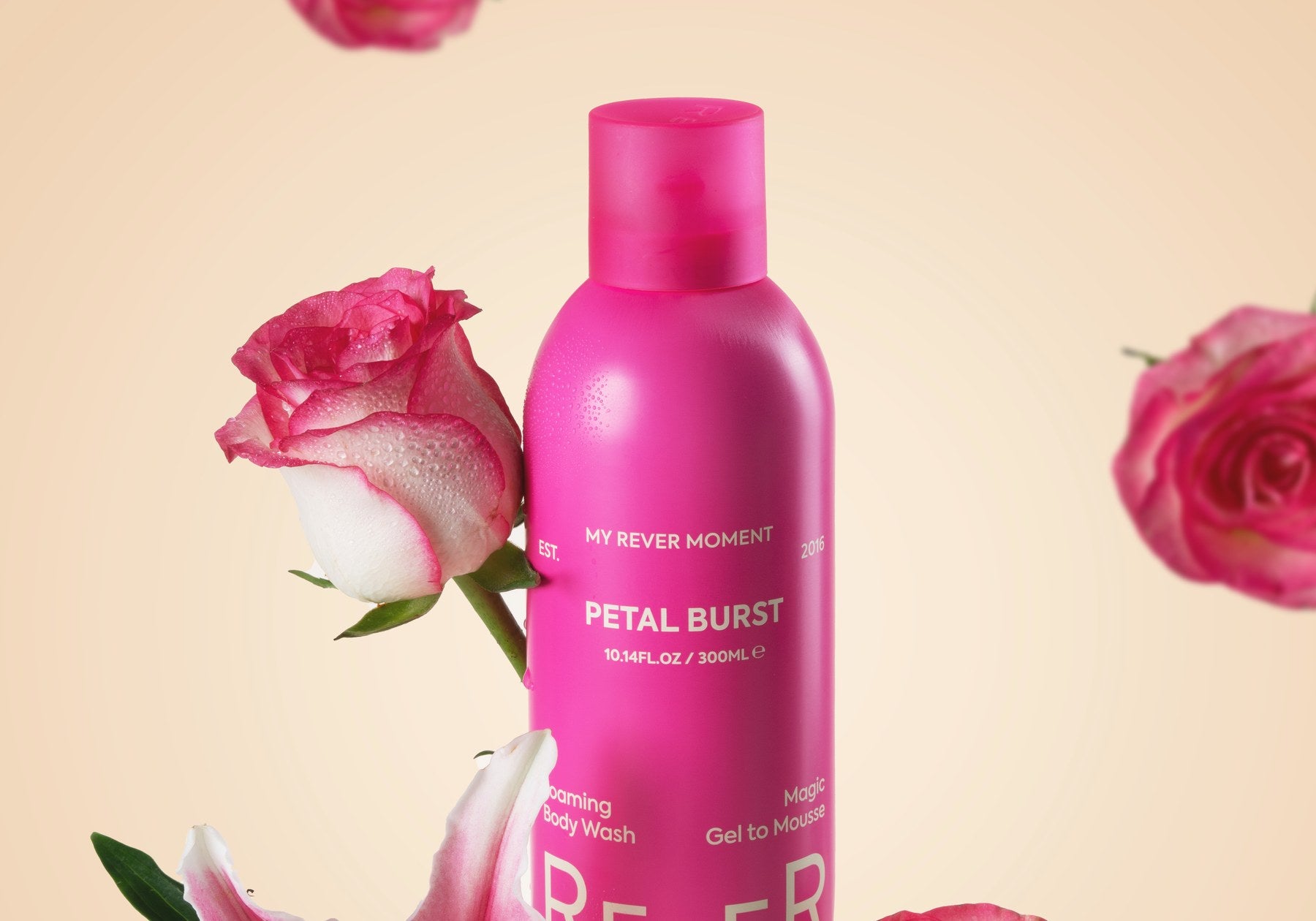 REVER Petal Burst foaming body wash with roses