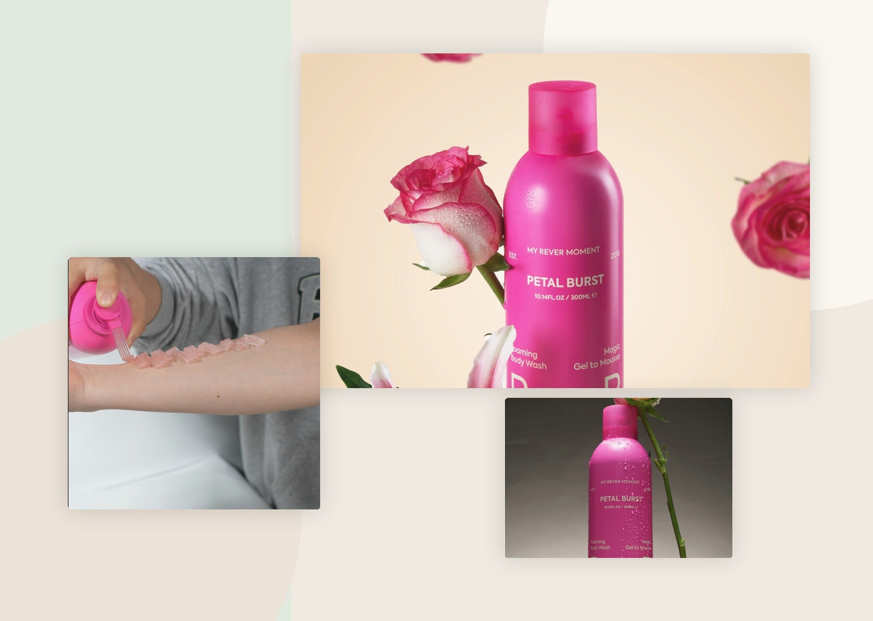 REVER foaming body wash editorial product scene